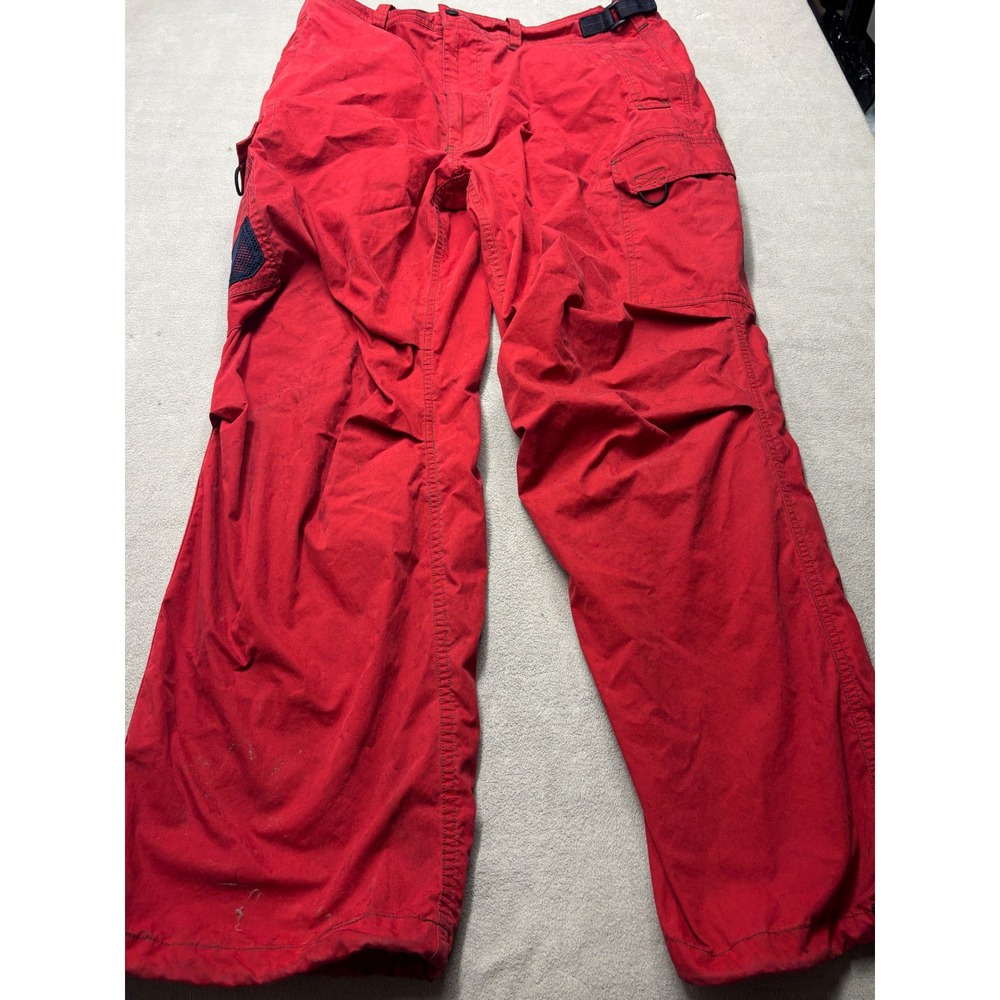 Vintage Abercrombie & Fitch Red Cargo Pants Mens XL Relaxed Fit Paratrooper